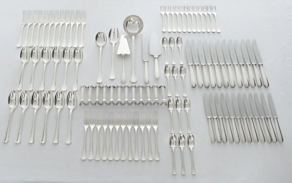 Christofle - Luc Lanel - Servizio di posate per 12 (102) - Boreal - Placcato argento - 102 pezzi / 12 persone #1.0