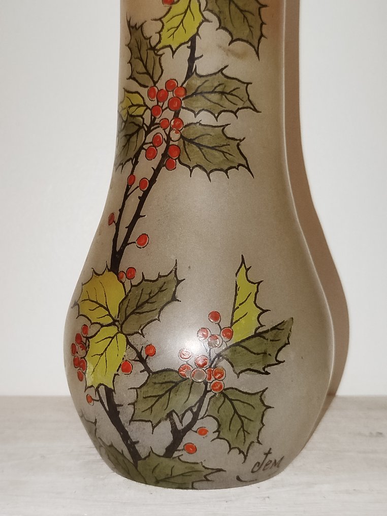 JEM  éleve de François Théodore Legras (1839-1916) - 单花花瓶 -  花卉珐琅  - 玻璃 #3.2