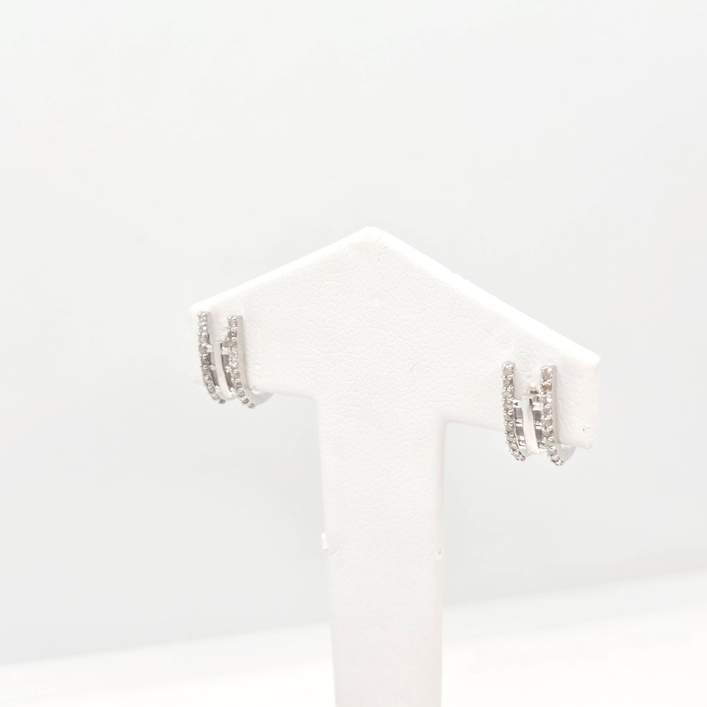 Nincs minimálár - Drop fülbevaló - 14 kt. Fehér arany - 0.25ct. tw. Gyémánt (Természetes) #2.1