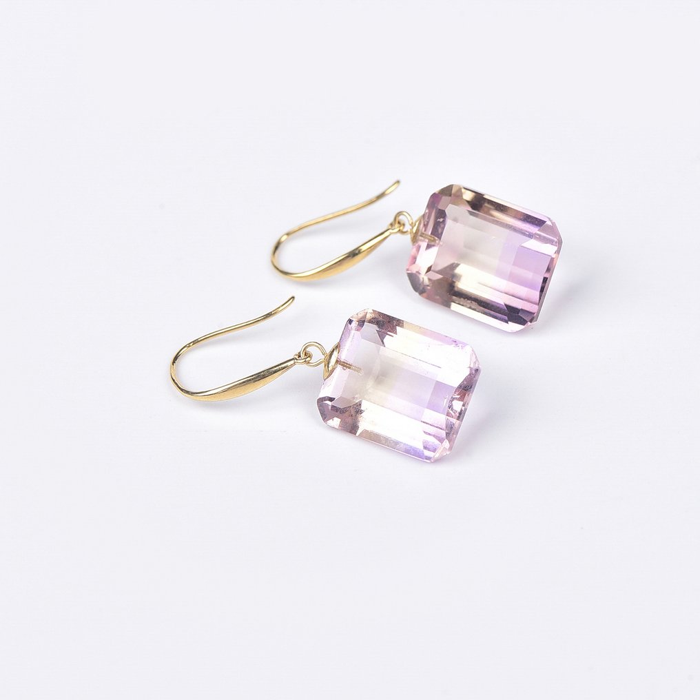 Nincs minimálár - Drop fülbevaló - 18 kt. Sárga arany Ametrin - ALGT Tanúsítva #3.2