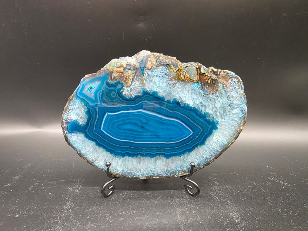 Πλάκα κρυστάλλου αχάτη + βάση - Ύψος: 17 cm - Πλάτος: 12 cm- 754 g #1.0