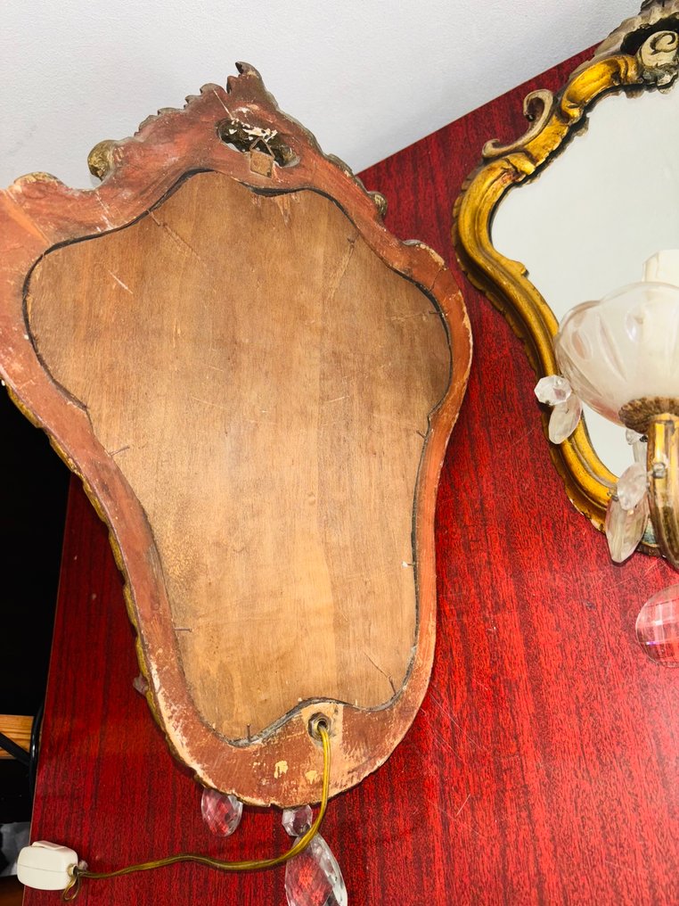 Aplică de perete (2) - Lemn aurit - aplică din lemn #4.3