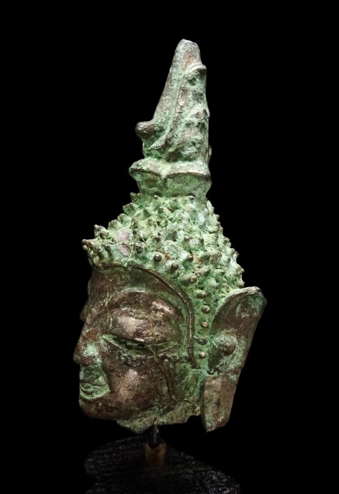 Antikk asiatisk Buddha-hode i bronse - Thailand - Ayutthaya-periode - 1500-1600-tallet #3.2