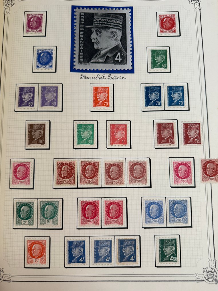 Frankreich  - Sammlung 'Type Pétain' (darunter 3x die Pétain-Bande, 3 farbige Prüfungen, gefälschte FFI x 76..) - #1.0
