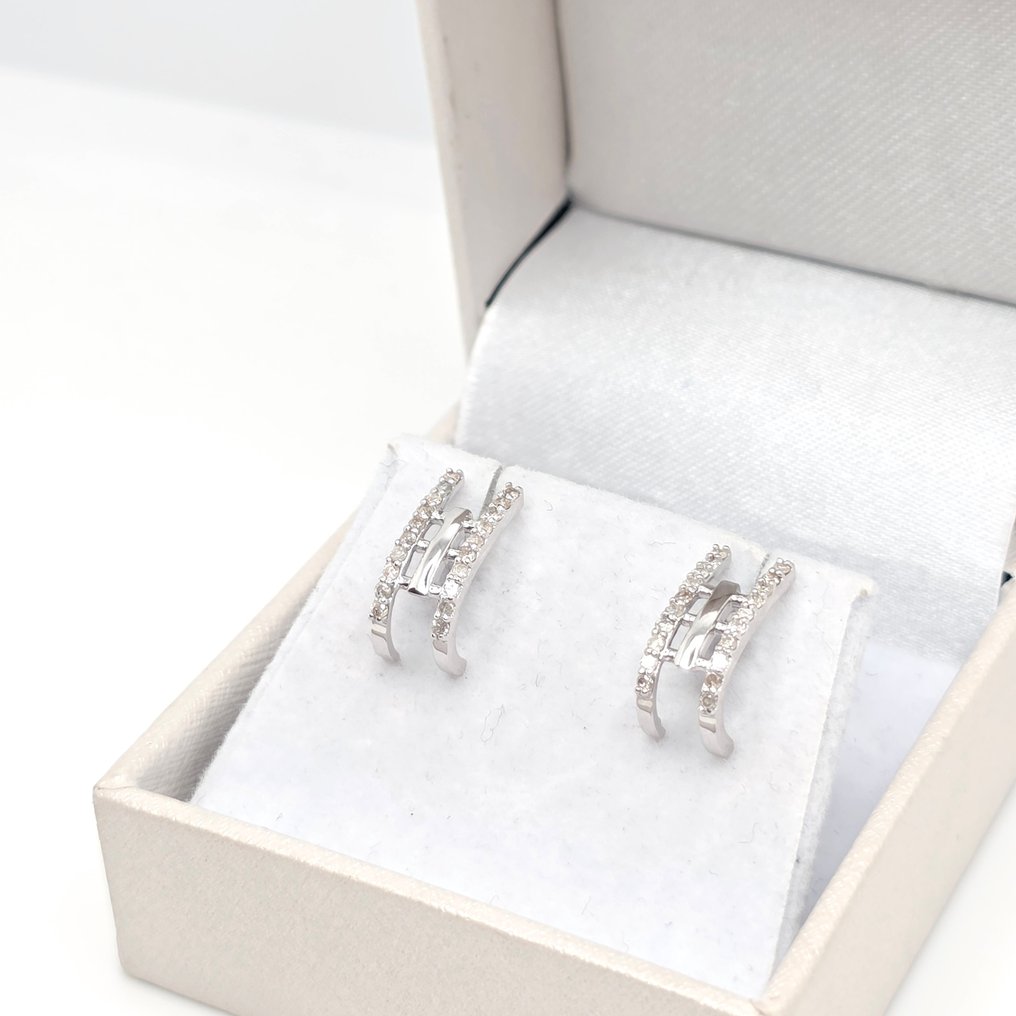 Nincs minimálár - Drop fülbevaló - 14 kt. Fehér arany - 0.25ct. tw. Gyémánt (Természetes) #1.0