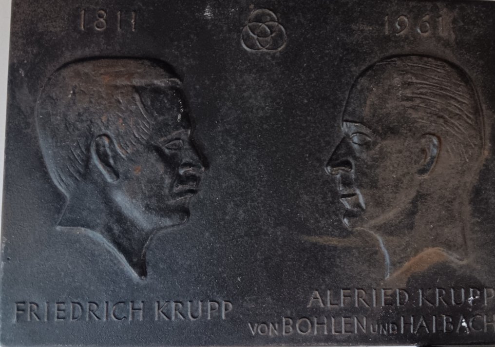 3个铜/金属纪念品,纪念前Huttenwerk、Friedrich和Alfred Krupp von Bohlen und - 匾 (3) - 青铜,金属 #4.3