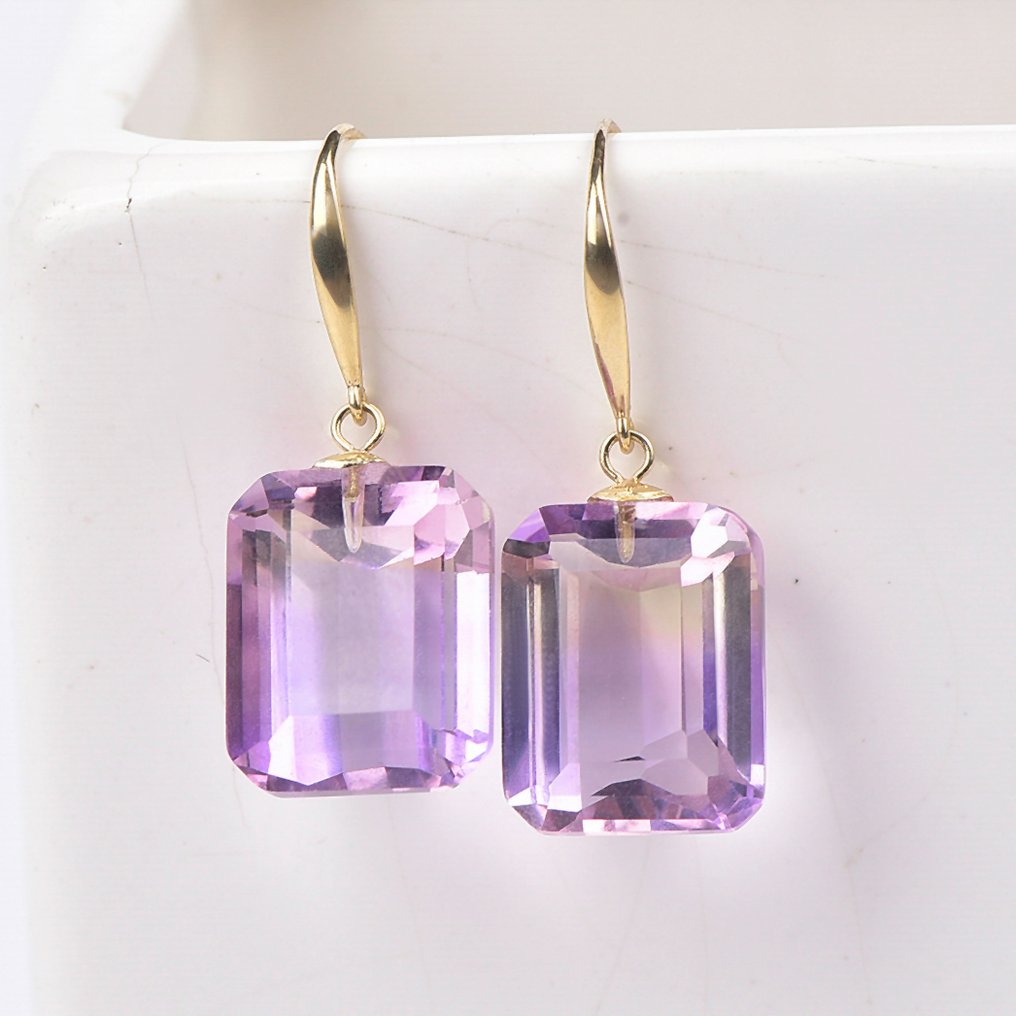 Sans Prix de Réserve - Boucles d'oreilles - 18 carats Or jaune Amétrine - ALGT certifié #1.0