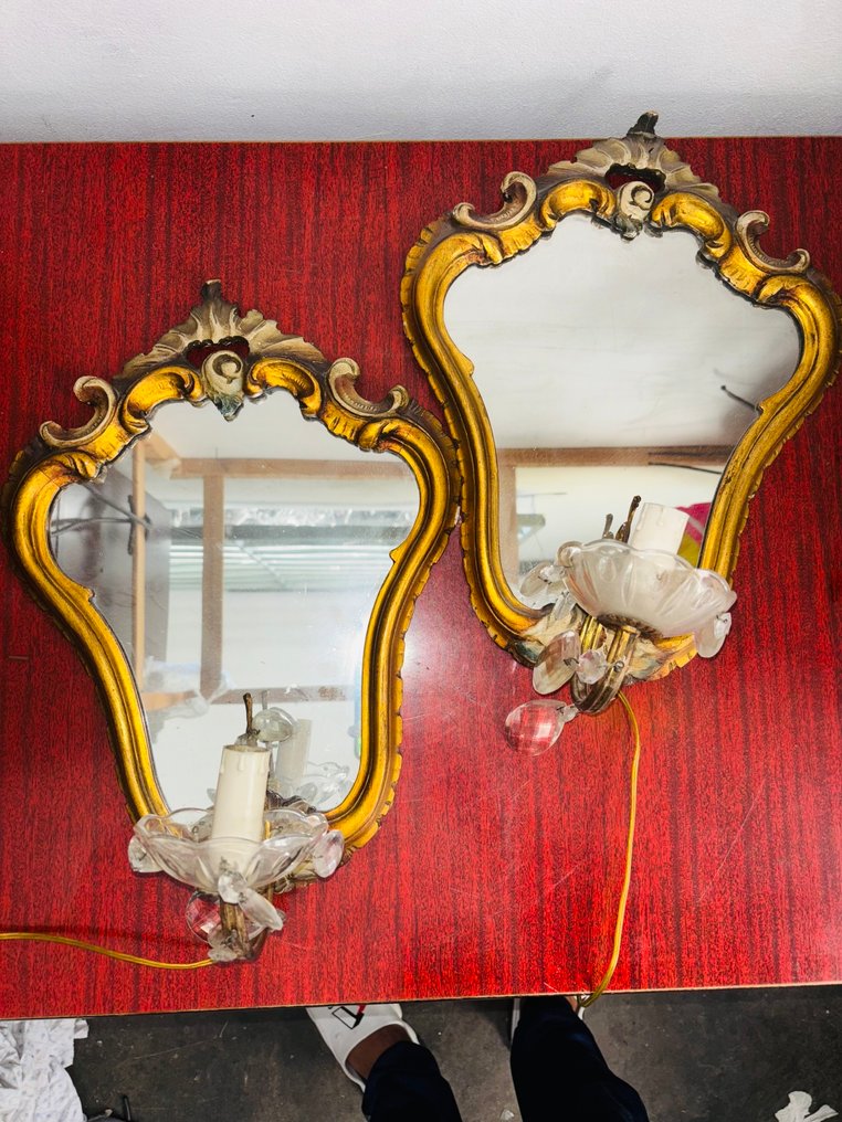 Aplică de perete (2) - Lemn aurit - aplică din lemn #1.0