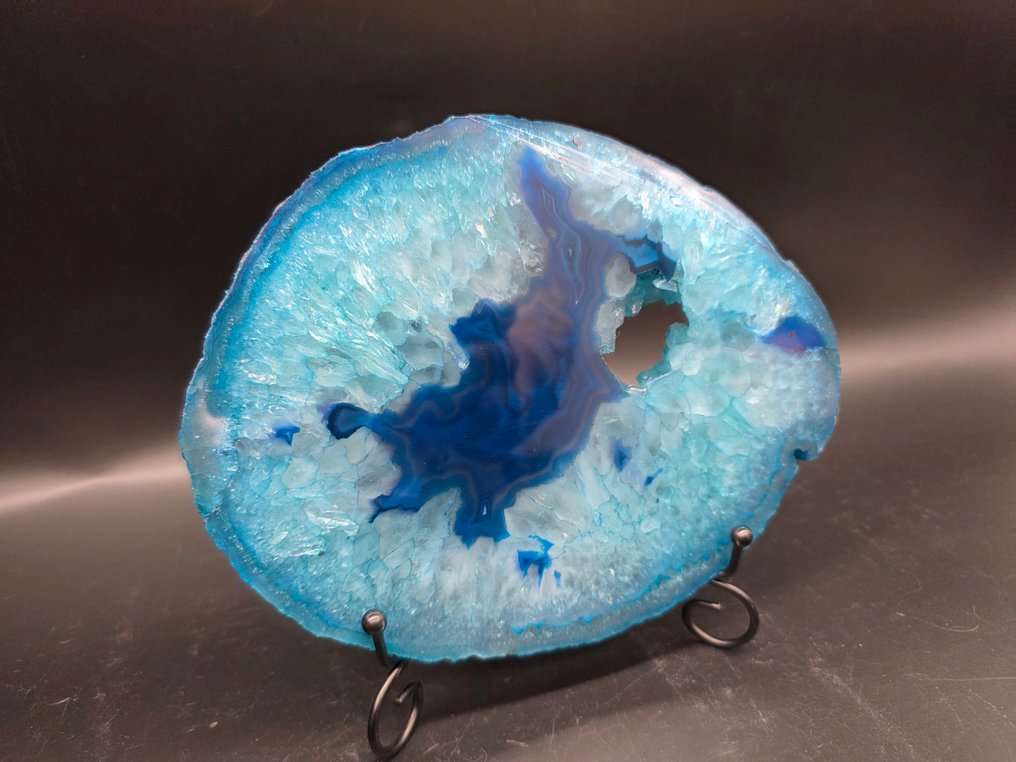 Płyta z agatu kryształowego XL + stojak - Wysokość: 20 cm - Szerokość: 15.5 cm- 1162 g #3.2