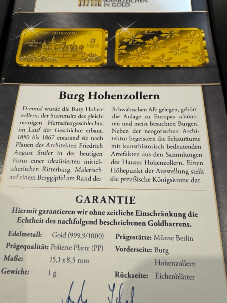1 gramm - Arany - Burg Hohenzollern (Nincs minimálár) #3.2