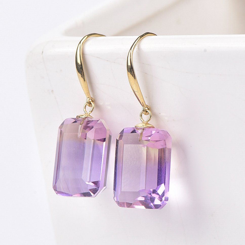 Sans Prix de Réserve - Boucles d'oreilles - 18 carats Or jaune Amétrine - ALGT certifié #1.0