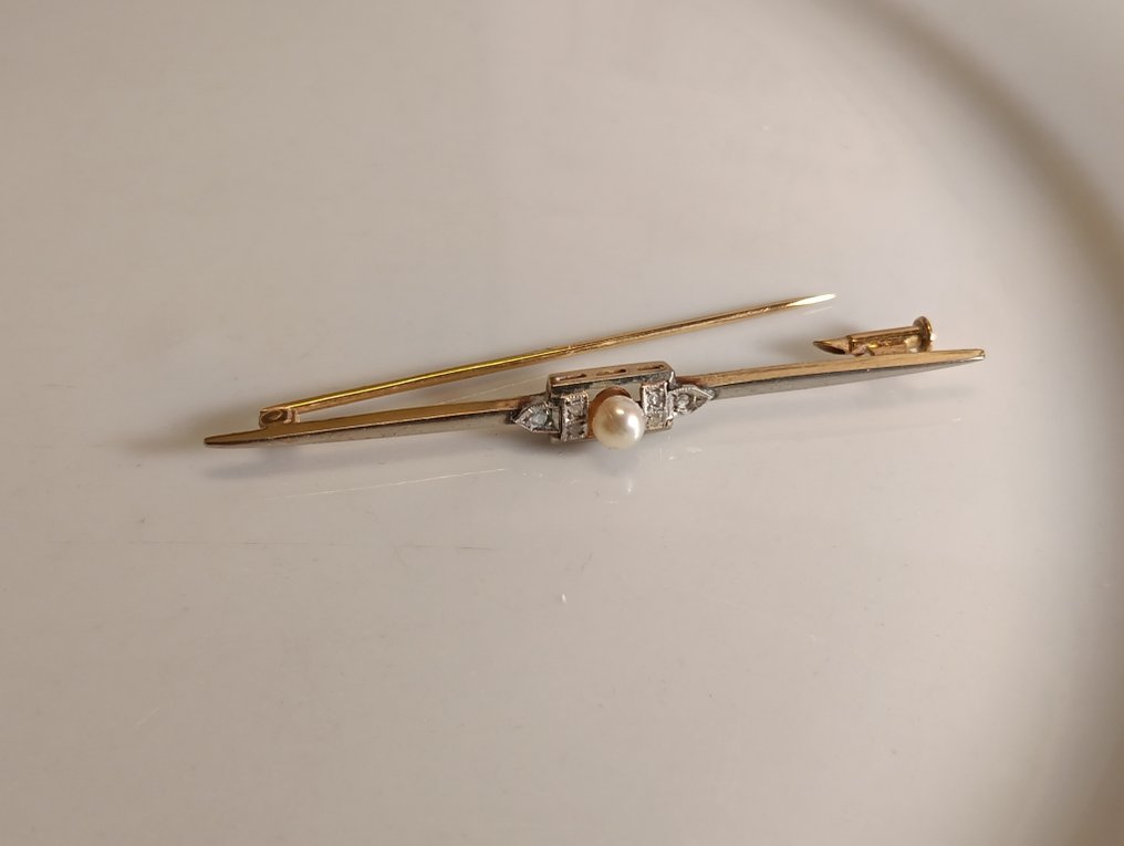 胸针 - 18K包金 黄金, 白金 钻石 (天然)  #1.0