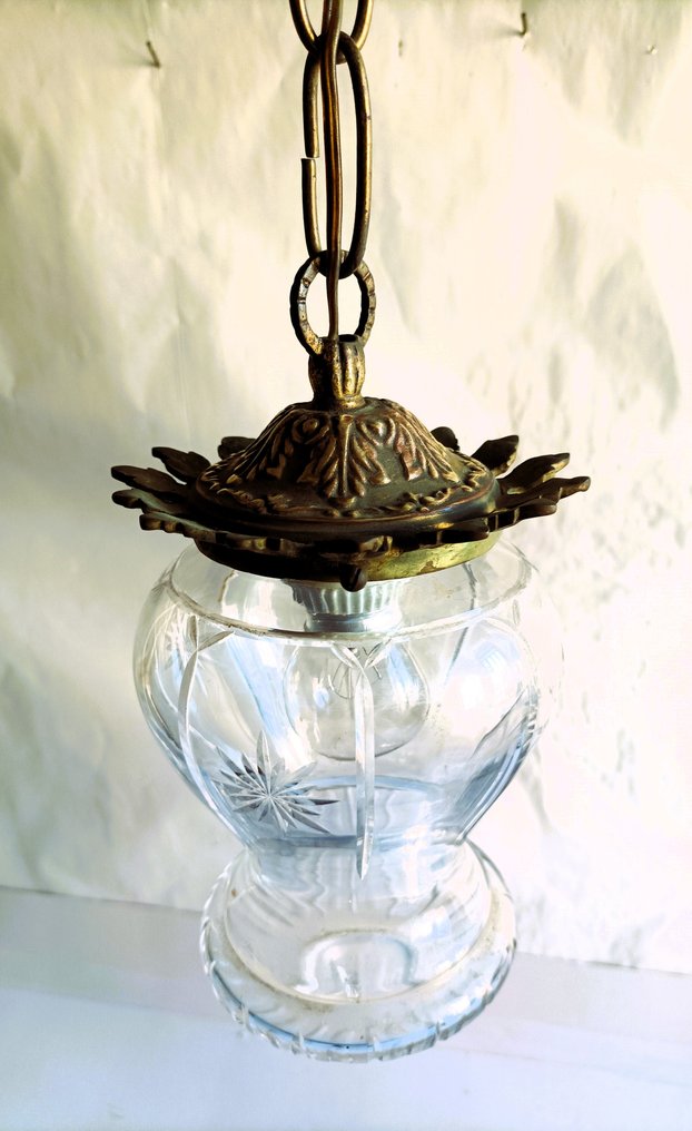 Hanging lamp - Cut crystal and bronze - Art Deco #3.2
