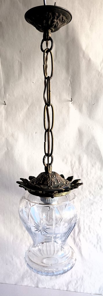 Hanging lamp - Cut crystal and bronze - Art Deco #2.1