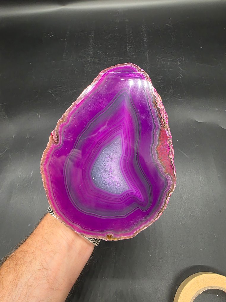 Crystal Agate Slab + Stand - Højde: 17 cm - Bredde: 13 cm- 762 g #1.0