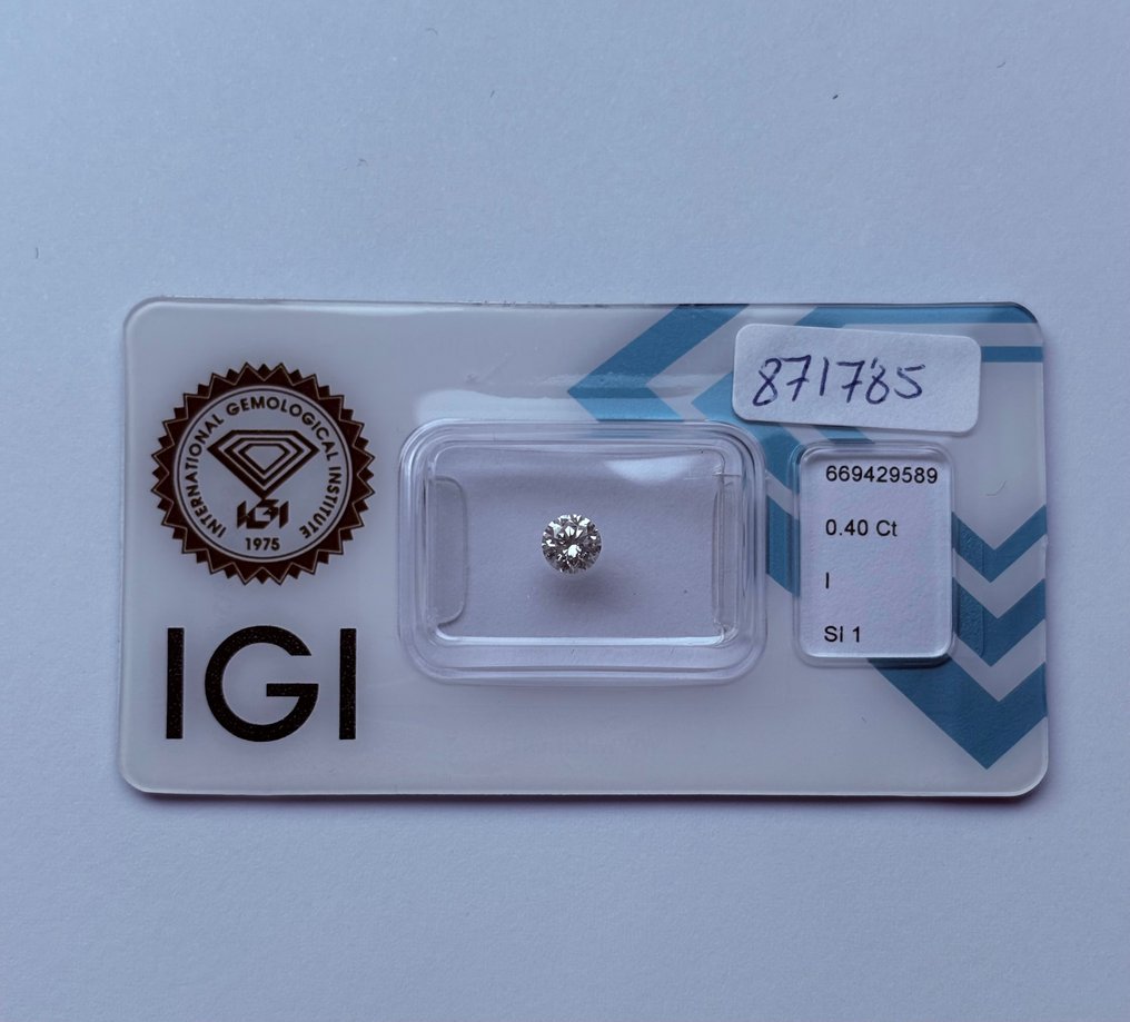 1 pcs Διαμάντι (Φυσικό) - 0.40 ct - Στρογγυλό - I - SI1 - International Gemological Institute (IGI) - Ex Ex Ex #1.0
