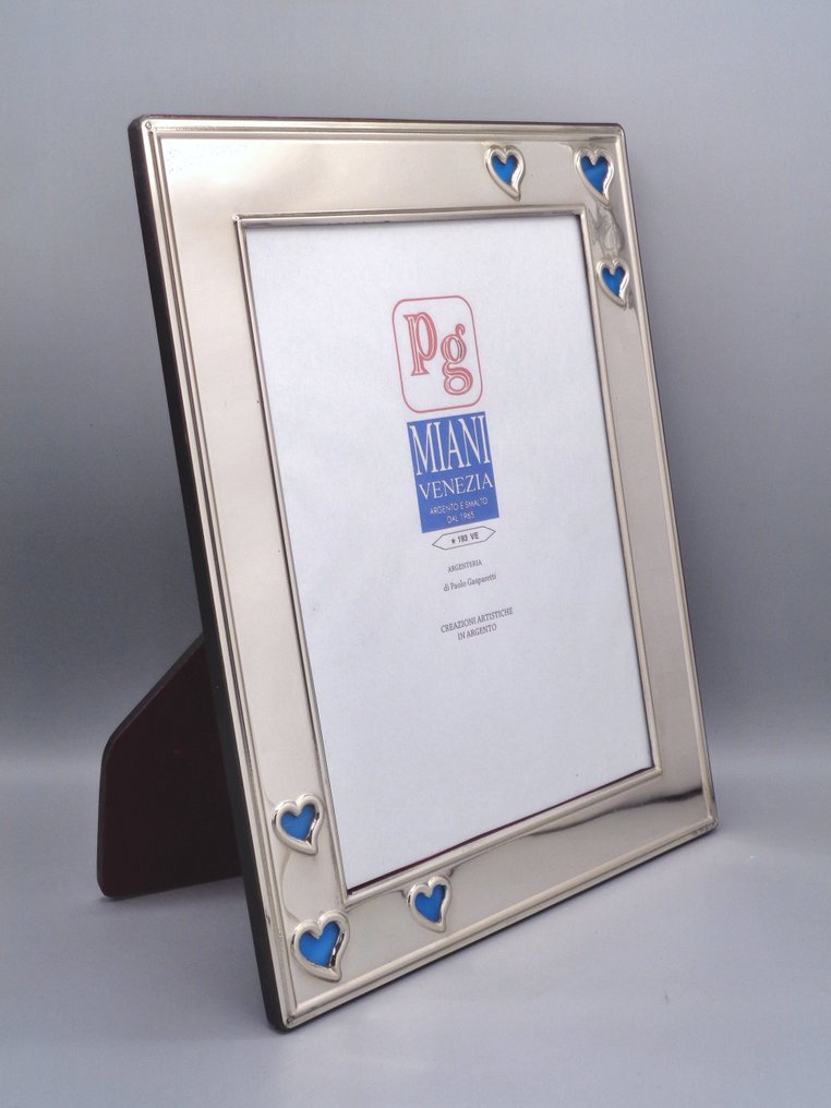 PG-Miani Argenteria - 相框 - .925 銀, 穆拉诺艺术玻璃，青色 - 18x24 #2.1