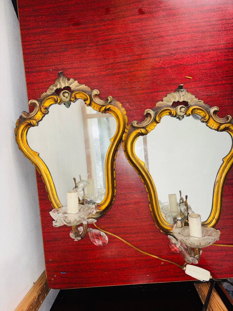 Aplică de perete (2) - Lemn aurit - aplică din lemn #2.1