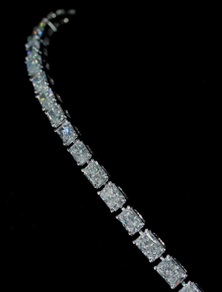 Kaulakoru - 14 kt. Valkokulta -  19.78ct. tw. Timantti (Laboratoriossa kasvatettu) #2.1