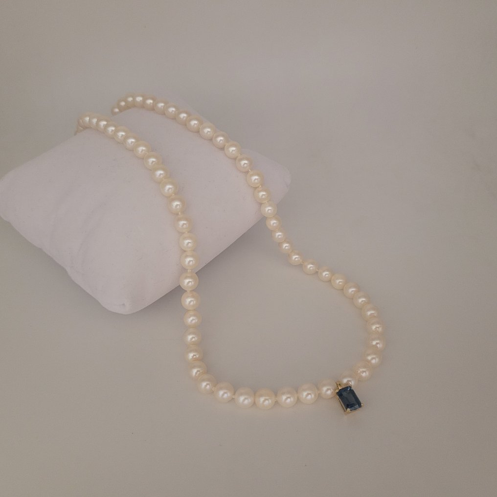 没有保留价 - 吊坠项链 - 18K包金 黄金 珍珠 - 黄宝石 - Akoya #2.1