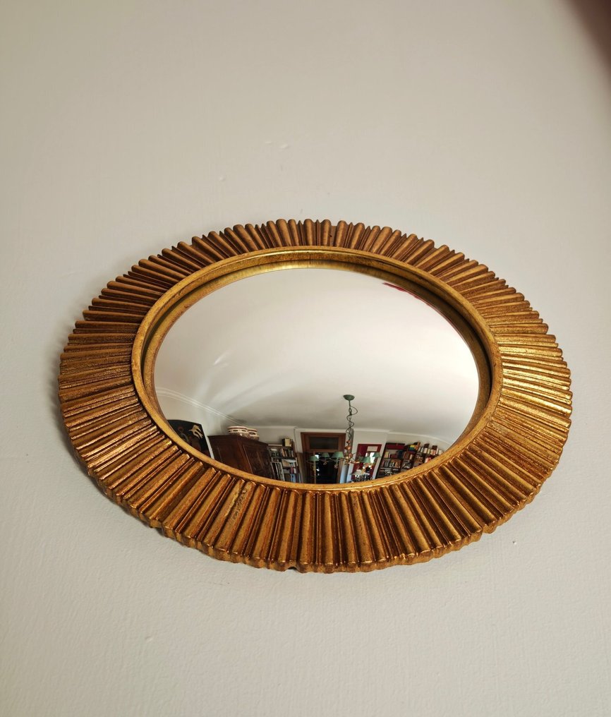 Specchiera- Witch's Eye / Butler  - Vetro, Resina - Convex Golden Mirror #4.3