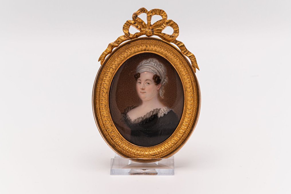 Άγνωστος καλλιτέχνης - Miniatuurportretje, 19e eeuw, verguld messing lijstje #2.1