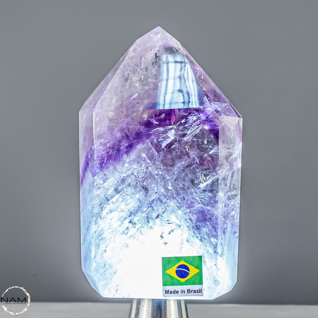 Natural First Quality Purple Phantom Amethyst Obelisk- 409.34 g #4.3