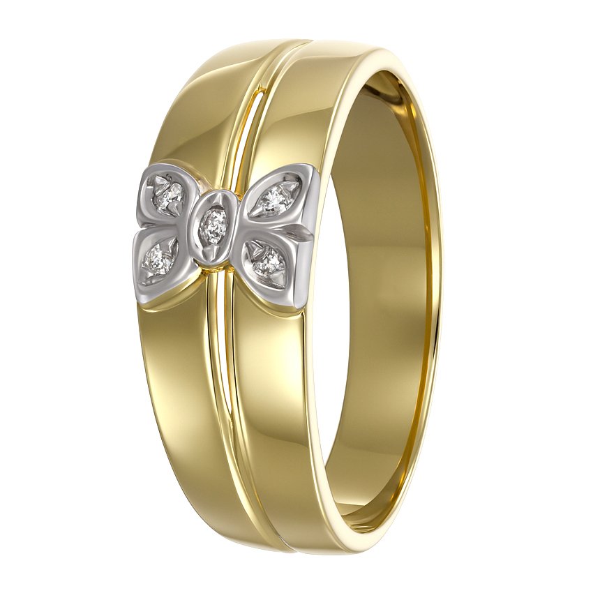 戒指 - 18 克拉 白金, 黃金 - 0.05ct. tw. 鉆石 (天然) #1.0