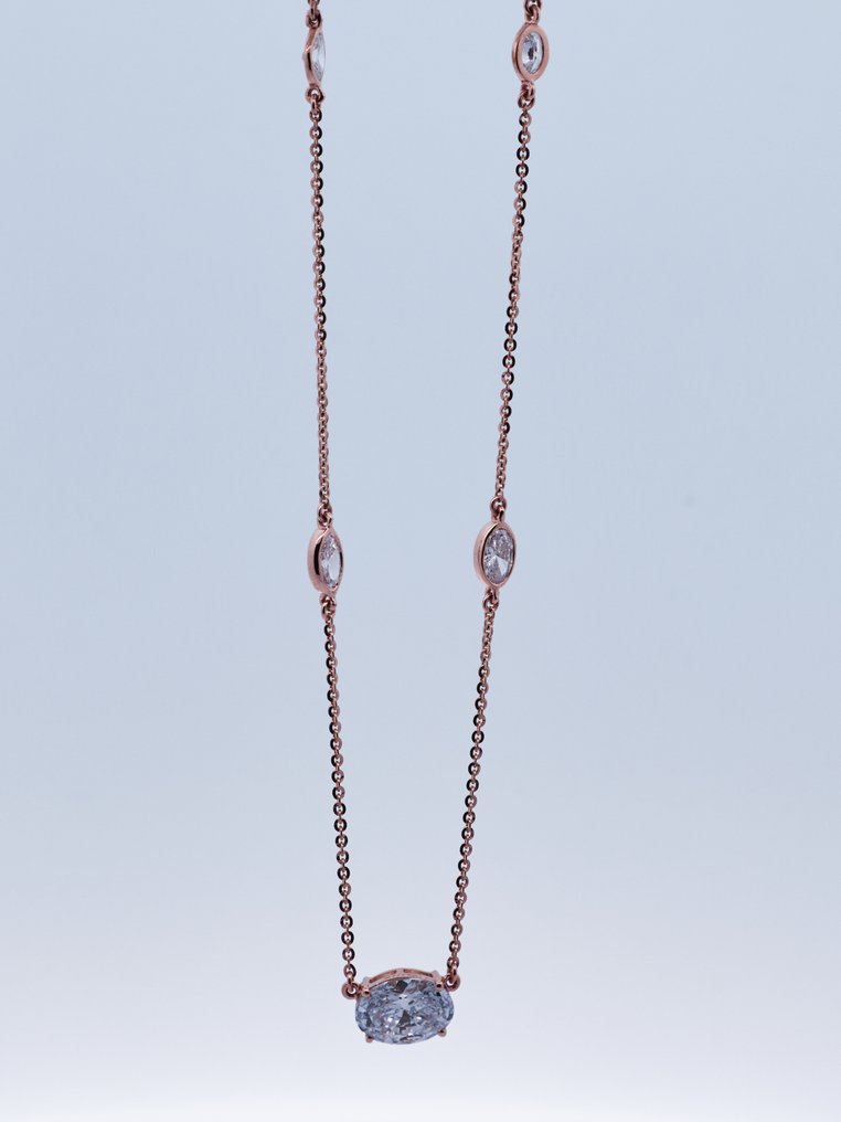 Zonder minimumprijs - Halsketting - 14 karaat Roségoud - 2.29ct. tw. Diamant (Lab-grown) - Diamant #1.0