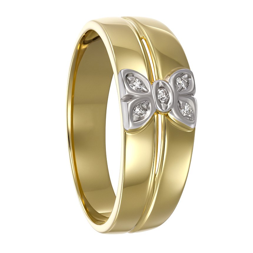 戒指 - 18 克拉 白金, 黃金 - 0.05ct. tw. 鉆石 (天然) #1.0