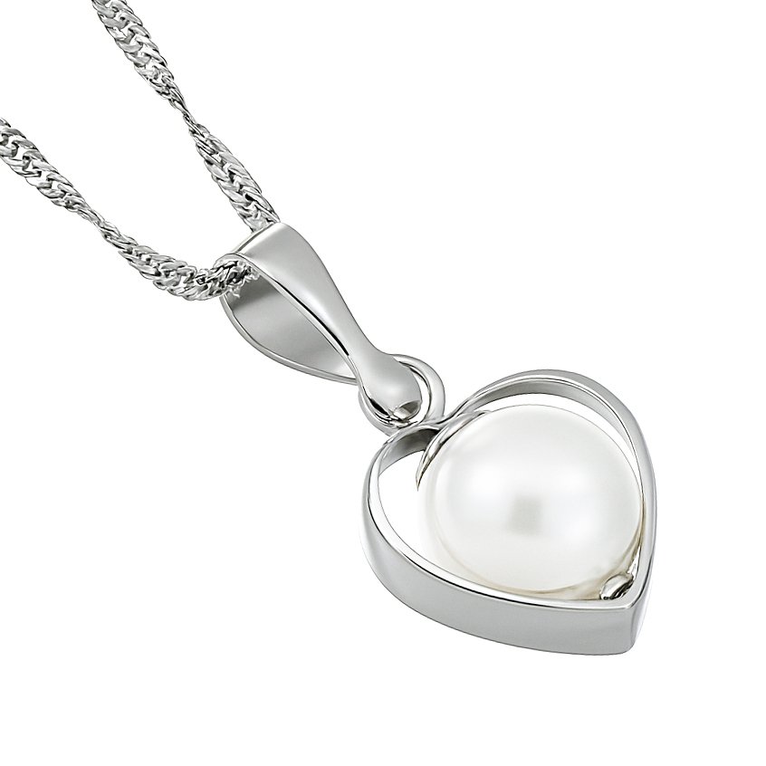 Κολιέ με μενταγιόν - 18 καράτια Λευκός χρυσός - Μαργαριτάρι #1.0