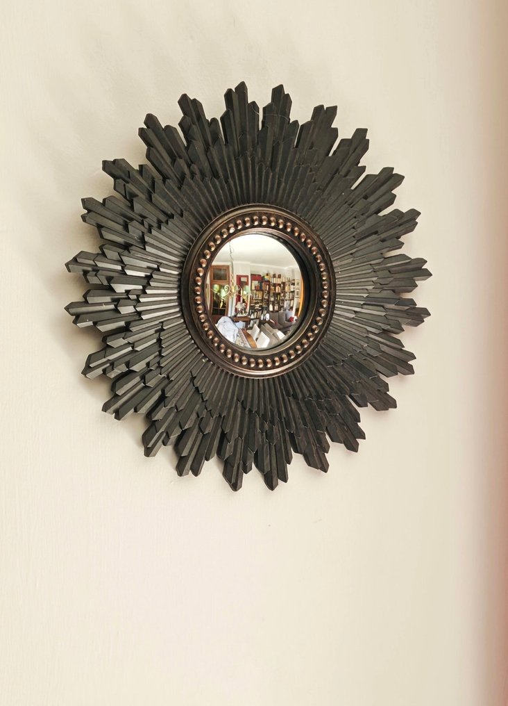 Veggspeil- Heksens øye / Butler - Glass, Resin - Sort convex solspeil #2.1