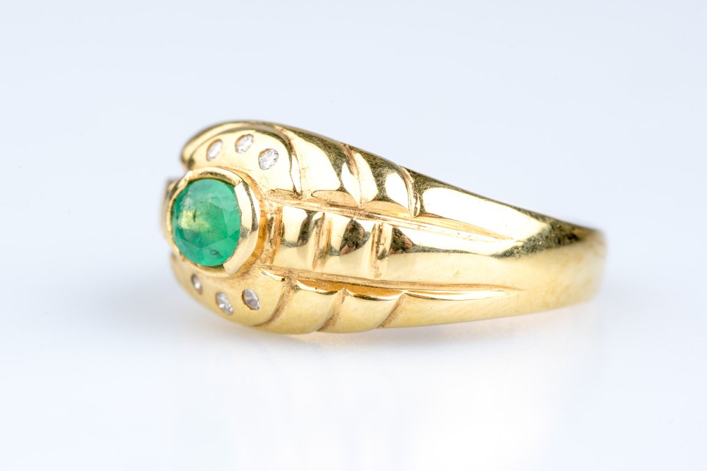 戒指 - 18K包金 黄金 - 0.46ct. tw. 祖母绿 - 钻石 #2.1