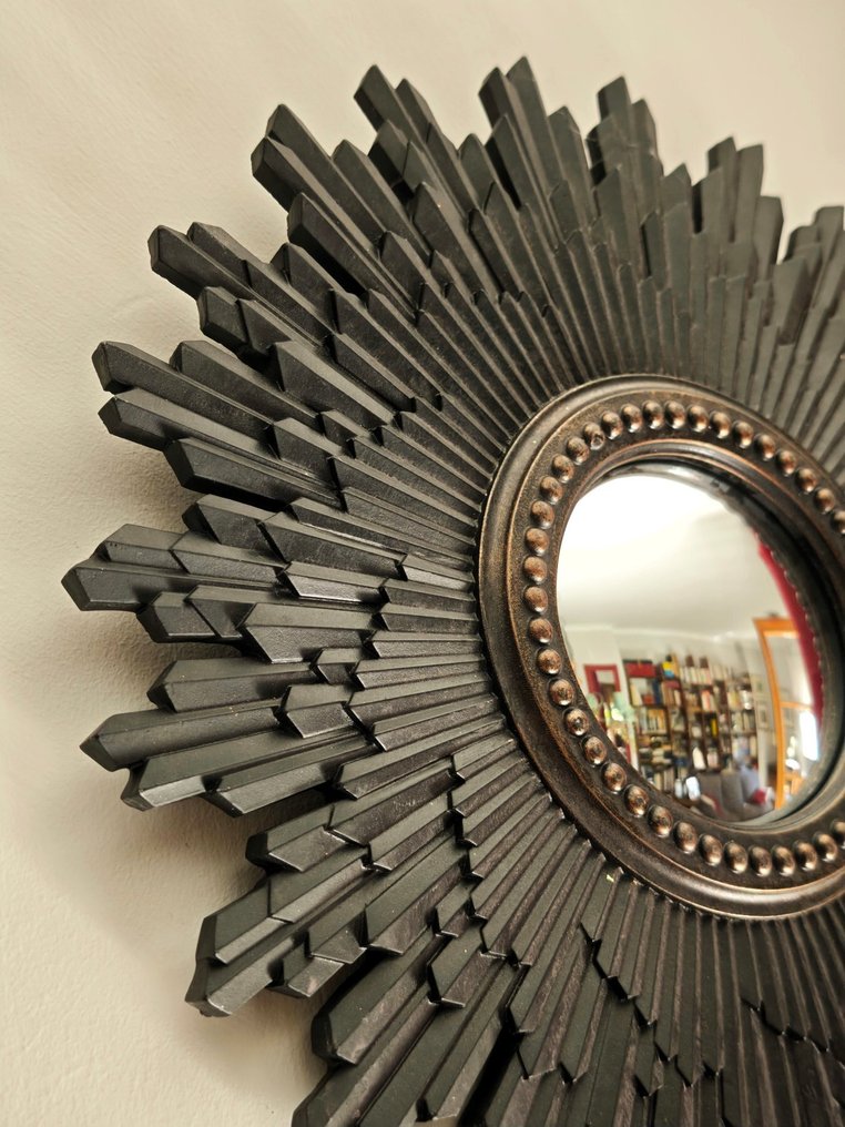 Veggspeil- Heksens øye / Butler - Glass, Resin - Sort convex solspeil #1.0