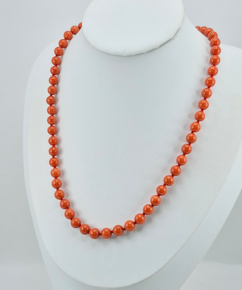 Κοράλλι αίματος - 18 καράτια - Κίτρινο χρυσό - Κολιέ - CORALLO MEDITERRANEO #3.2