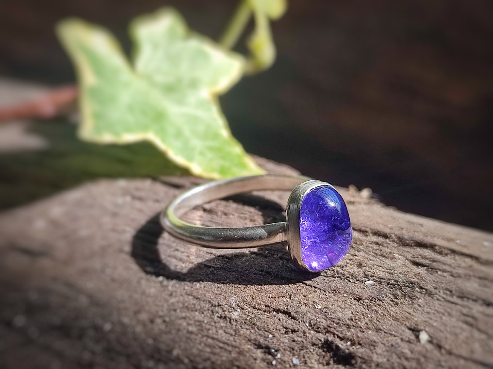 Anello "Zaira" unico ed artigianale in argento 925 con Tanzanite top quality.- 2.5 g - (1) #2.1