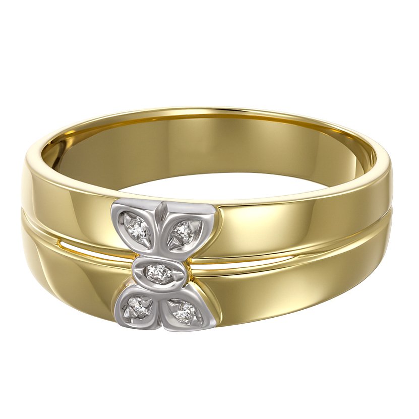 戒指 - 18 克拉 白金, 黃金 - 0.05ct. tw. 鉆石 (天然) #4.3