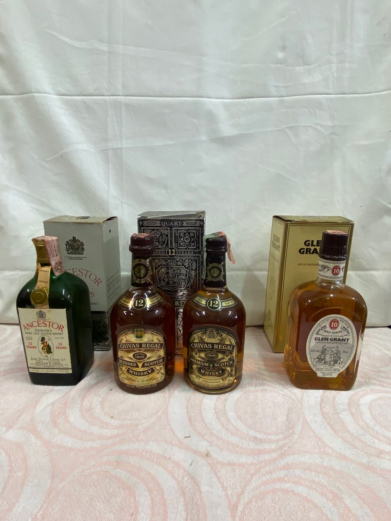 Ancestor 12yo + Chivas Regal 12yo + Glen Grant 10yo  - b. 1970s to 1990s - 75cl, 70cl - 4 bottles #1.0