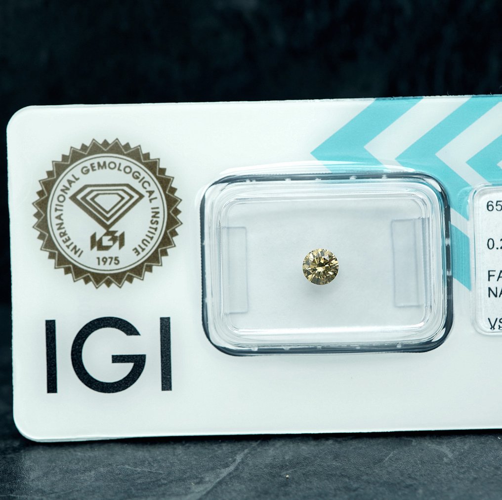 1 pcs Diamant (Couleur naturelle) - 0.29 ct - Rond - Fancy Brunâtre Jaune - VS2 - International Gemological Institute (IGI) #4.3