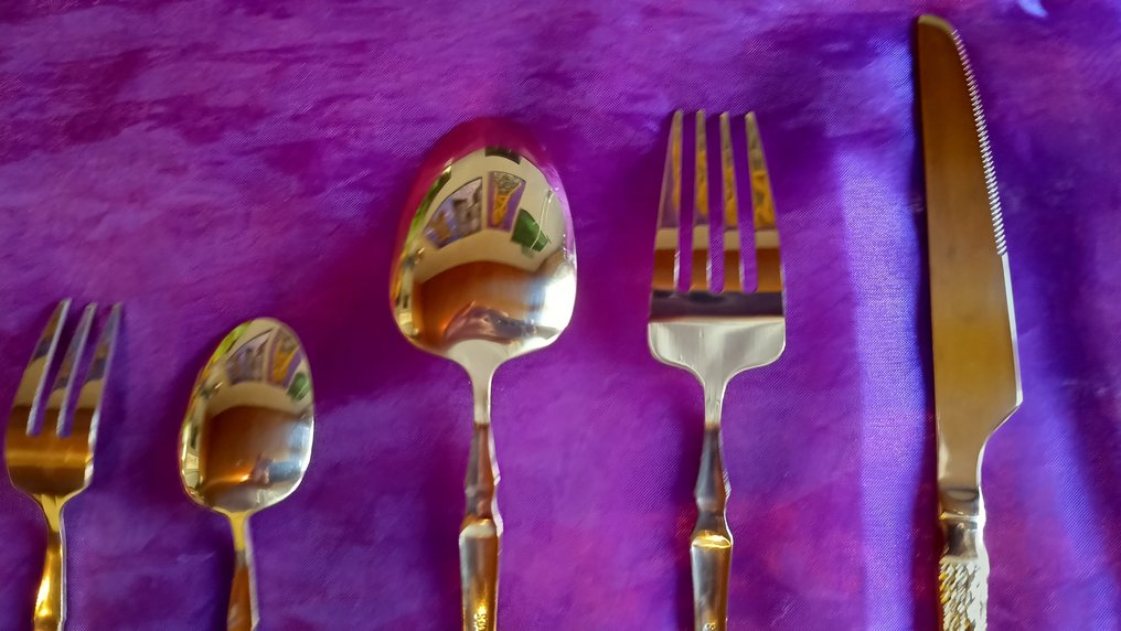 Imperial M Gold- Design für 4 Personen (20) teilig, gehämmert - Bestekset (20) - 24 kt goud #3.2