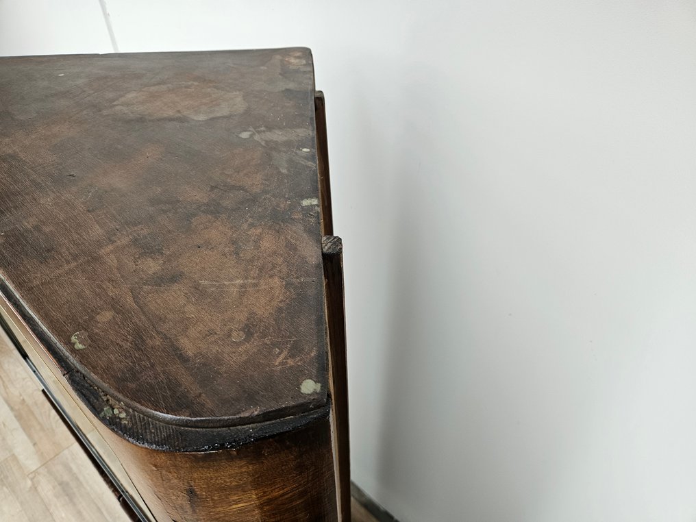 轉角櫃 - 30年代胡桃木材的英式衣柜，艺术装饰风格。 - 伯爾胡桃木, 玻璃 #3.2