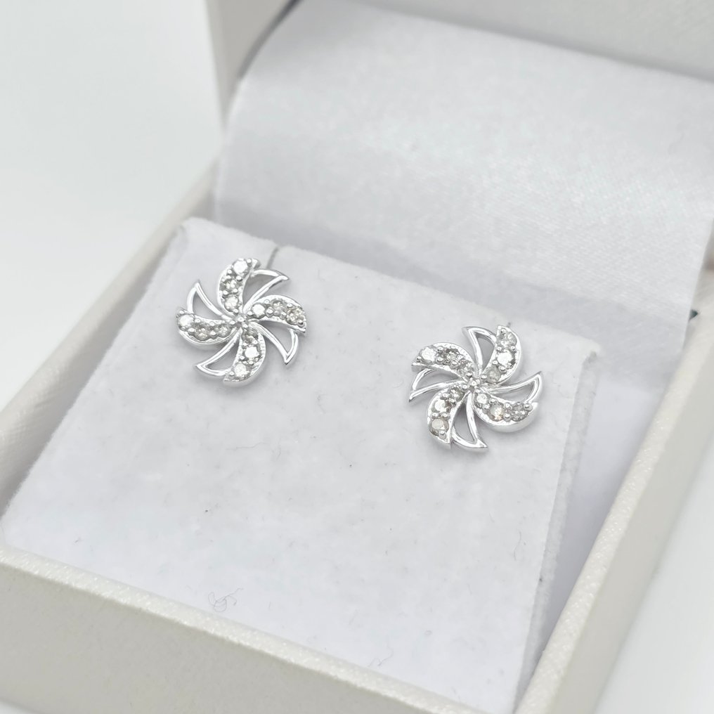 Nincs minimálár - Drop fülbevaló - 14 kt. Fehér arany - 0.28ct. tw. Gyémánt (Természetes) #3.2