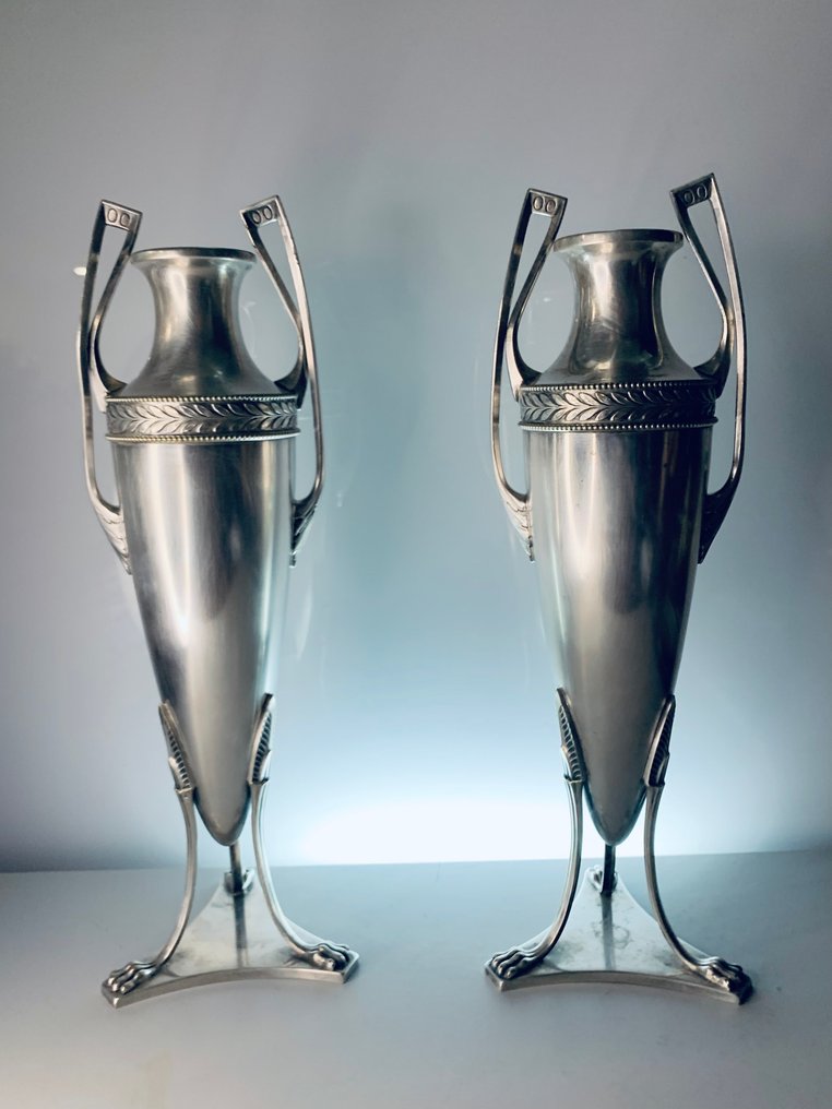 WMF / Geislingen - Albert Mayer - Vaso biansato (2) -  Amphora  - Placcato argento - WMF Amphora Art Nouveau #1.0