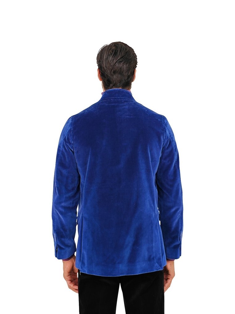 RUBINACCI NAPOLI RRP 1960€ "Vienna" Blue 5 Buttons Guru Jacket Velvet Cotton - 52 IT - Blazer - New with tags #2.1