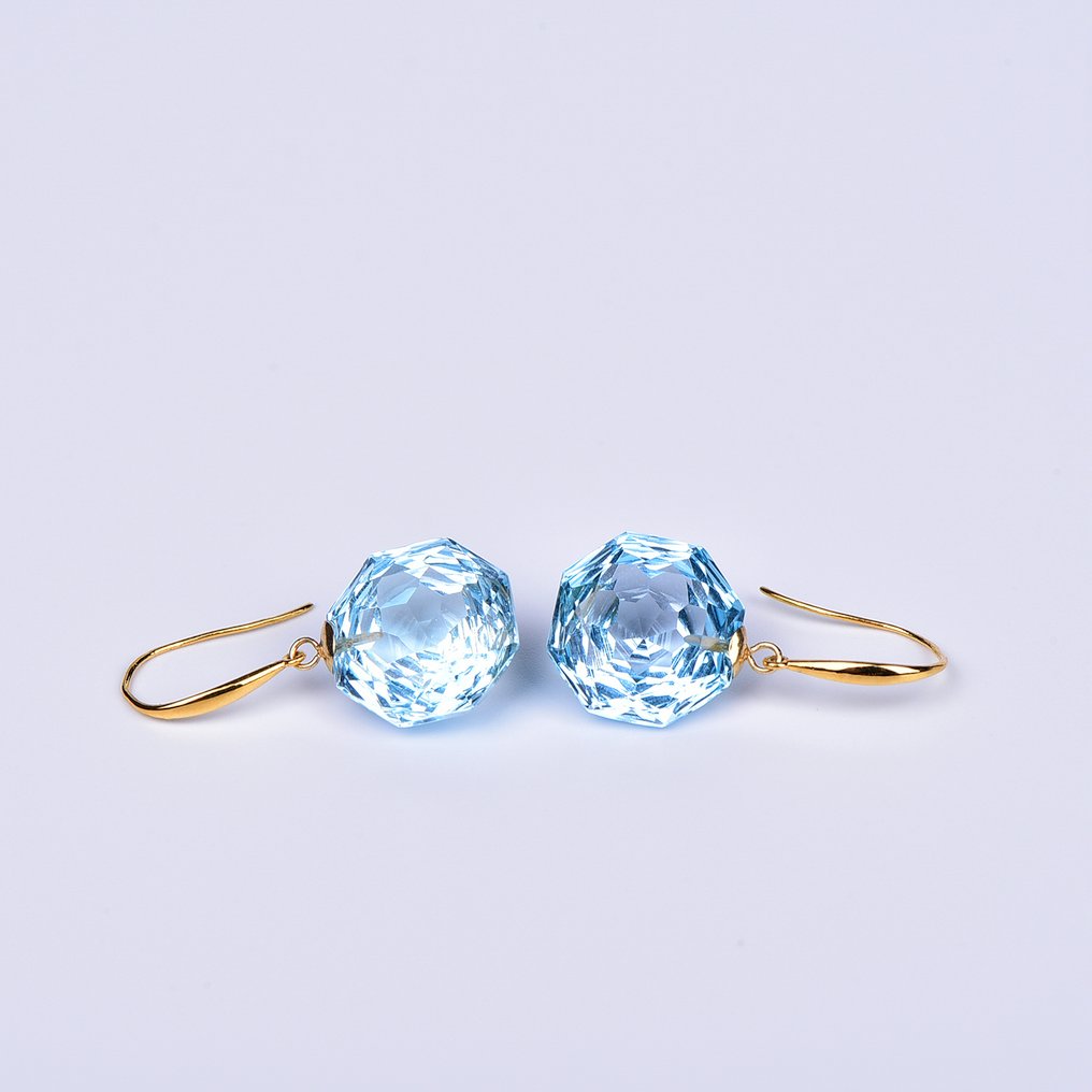 Sans Prix de Réserve - Boucles d'oreilles - 18 carats Or jaune Topaze - ALGT certifié #1.0