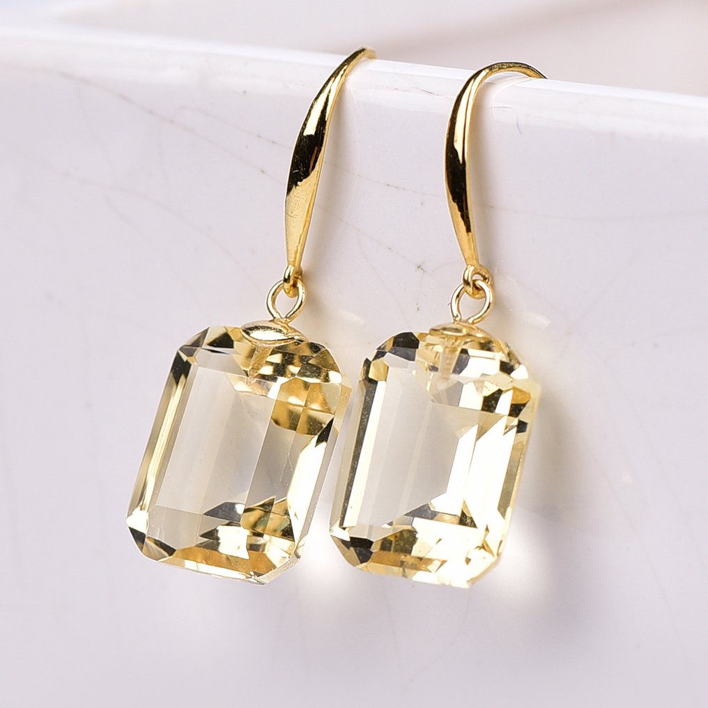 没有保留价 - 耳环 - 18K包金 黄金 黄水晶 - ALGT 认证 #1.0