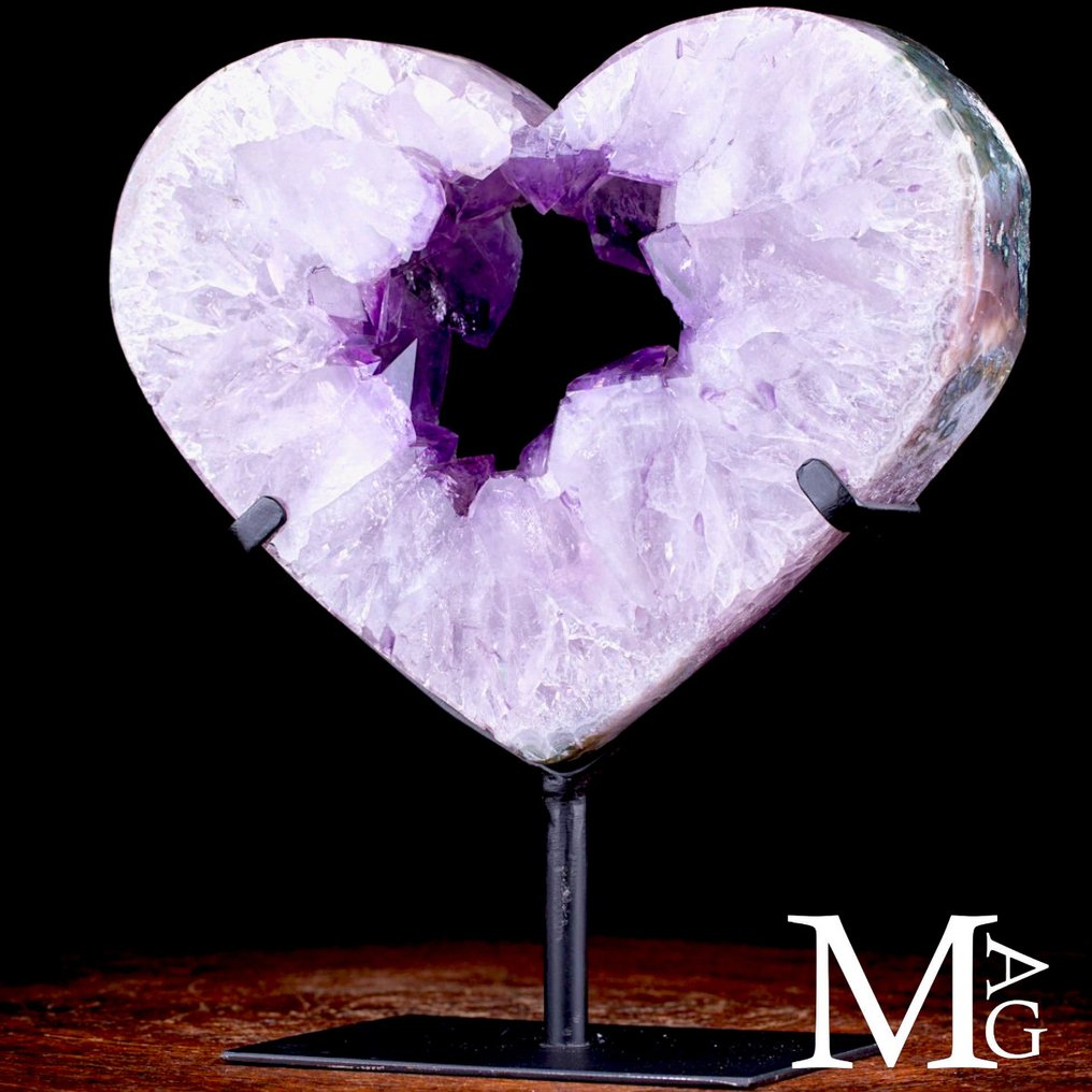 Wonderful Amethyst Heart - Natural Deep Purple Color - Extra Quality Quartz Druse - Altezza: 257 mm - Larghezza: 203 mm- 4295 g #3.2