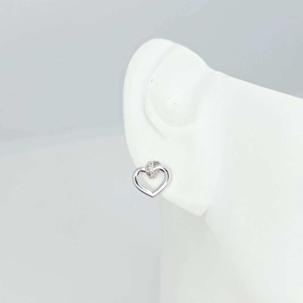 Nincs minimálár - Drop fülbevaló - 14 kt. Fehér arany - 0.13ct. tw. Gyémánt (Természetes) #1.0