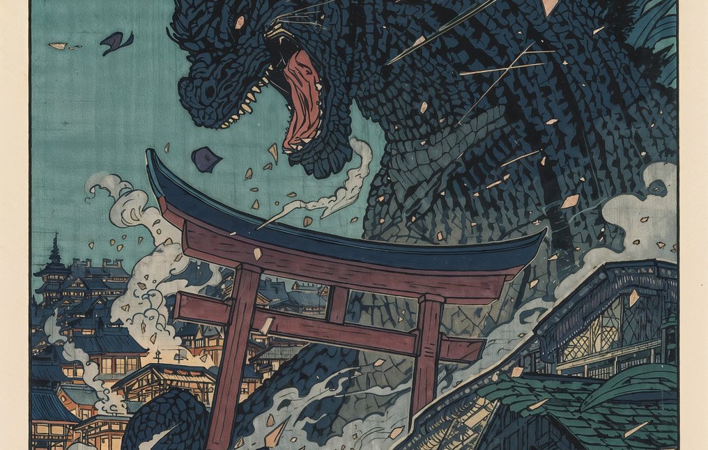 Sato Hageshi - Kaiju Storm Over Edo - Godzilla- Signed and Numeroted 1/10 #3.2