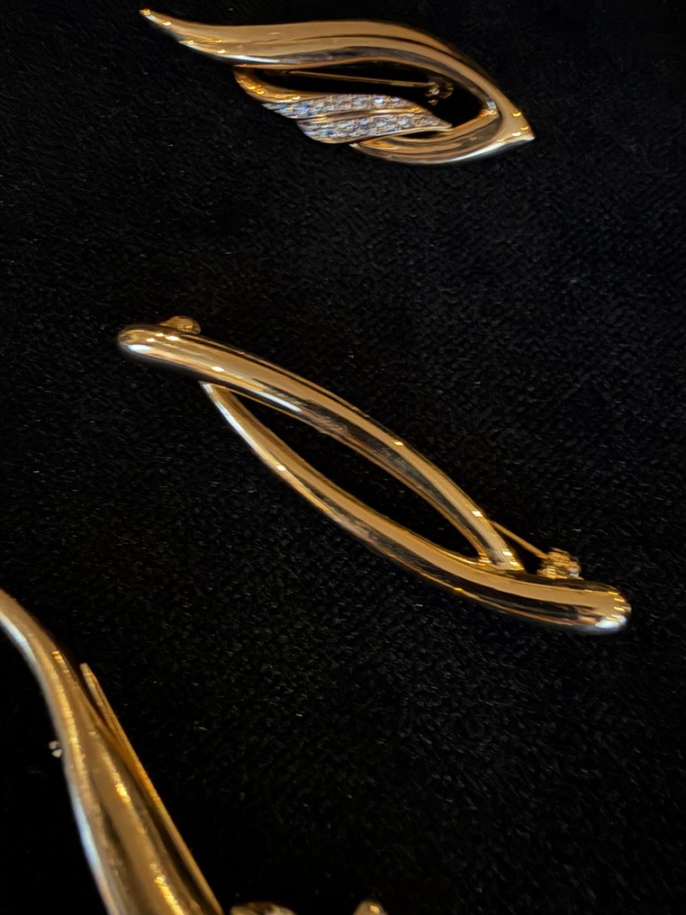 稀有的8件复古胸针套装——抽象与现代主义设计——金色调金属配施华洛世奇水晶 - 胸针 #4.3